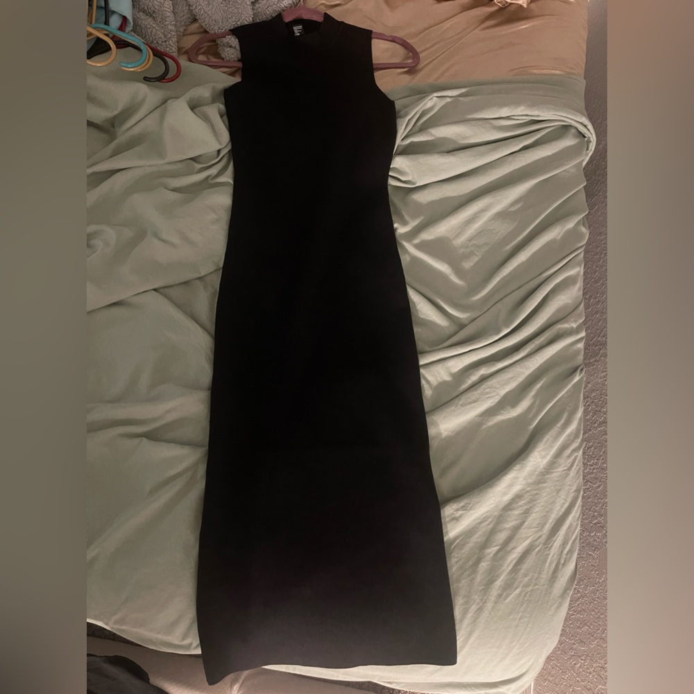 Black mock neck dress